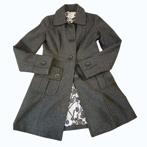 Tulle Jackets & Blazers - TULLE Dark Gray Long Wool Peacoat XS